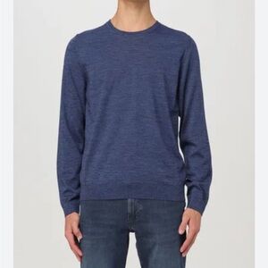 Boss Hugo Boss Mens  Wool Crewneck Sweater, Blue XL slim fit